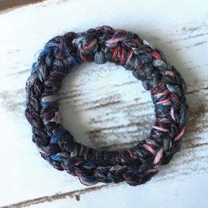 Textured, mixed yarn, hand made scrunchie.